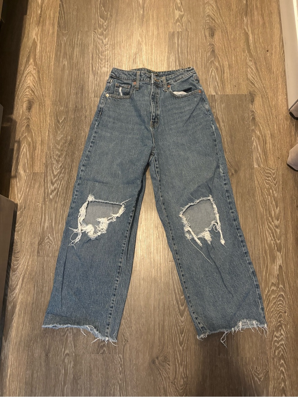 wild fable Distressed Wide-Leg Jeans in Blue